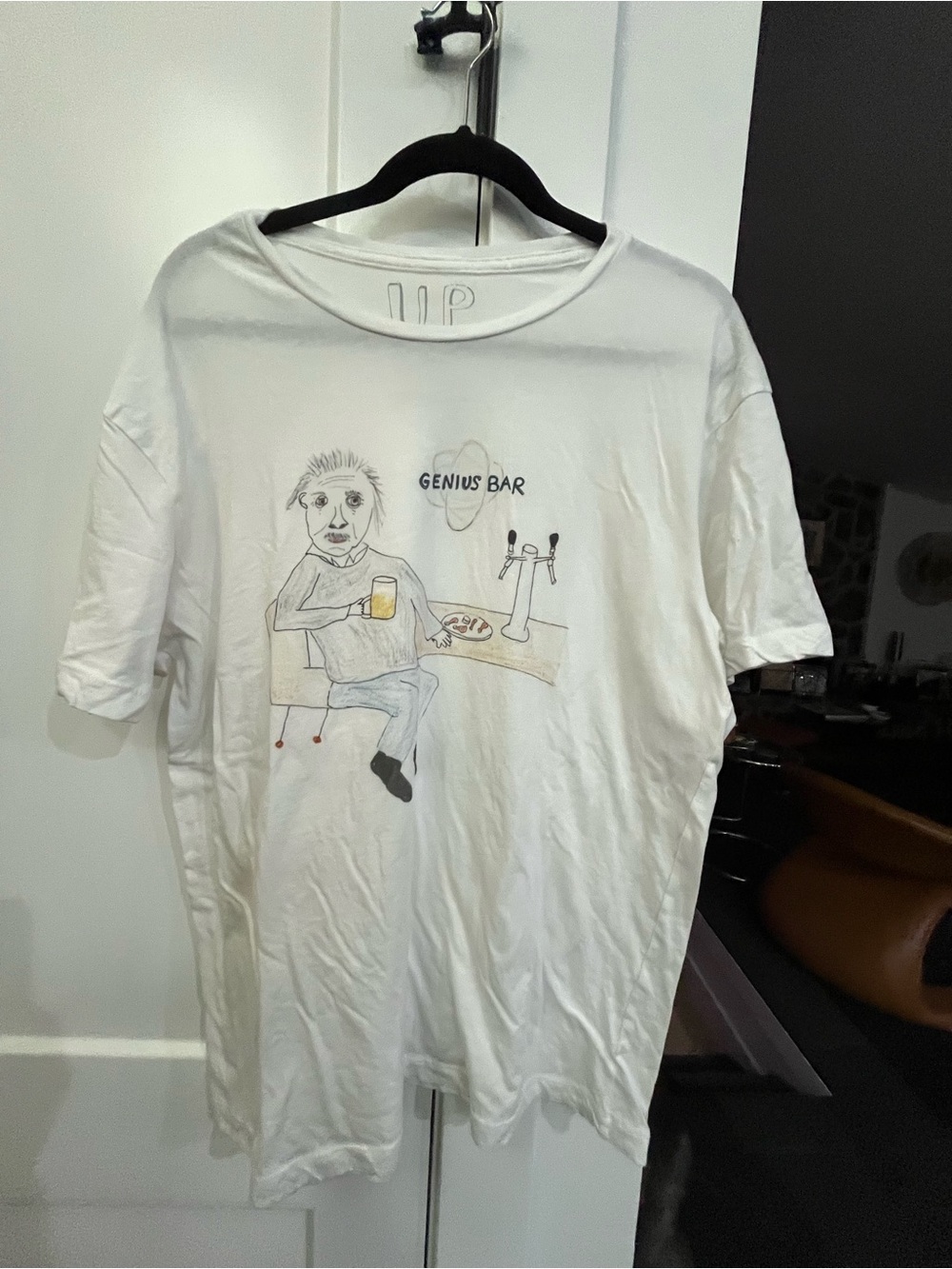 Unfortunate Portrait UP White "Genius Bar" Graphic Tee Einstein Los Angeles XL